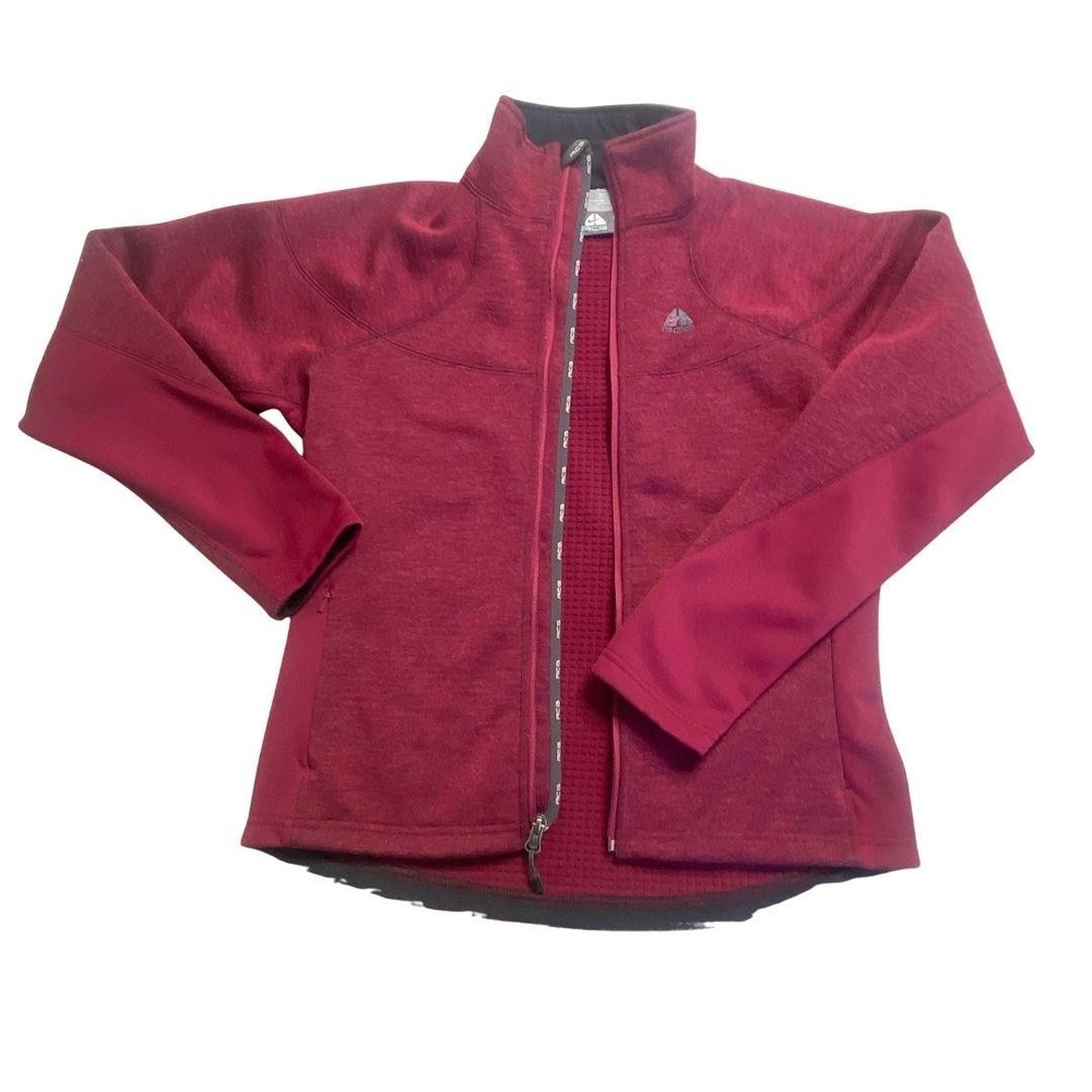 Nike ACG Burgundy‎ Zip Up Jacket Womens Small Softshell Fleece Activewear